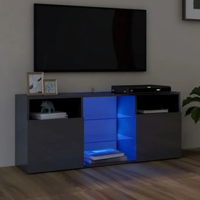 TV skrinka s LED svetlami lesklá sivá 120x30x50 cm 804309