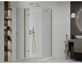 Mexen Roma, sprchovací kút 100 (dvere) x 100 (stena) cm, 6mm číre sklo, zlatý profil + slim sprchová vanička 5cm, 854-100-100-50-00-4010
