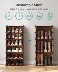 Modulárny policový systém, botník, 10 priehradiek, rustikálny hnedý