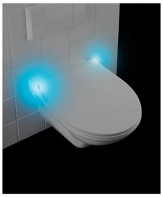 Biele WC sedadlo S LED svetlami a jednoduchým zatváraním Wenko Gubbio, 44 x 36,8 cm