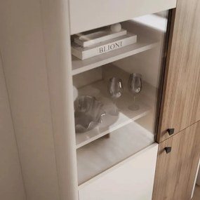 Moderná vitrína AYLIN kráľovský orech + kašmír