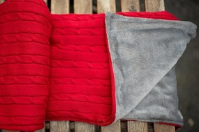 Zateplená deka Vrkoč - červená/šedá podšívka