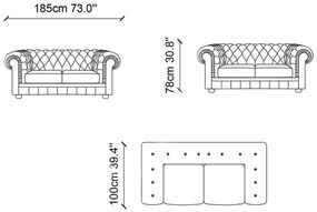 Dizajnová sedačka Chesterfield 185 cm zelená