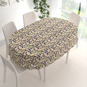 Biante Bavlnený oválny obrus Sandra SA-218 Žlto-hnedo-ružové trojuholníčky 100x140 cm