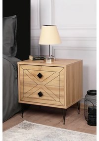 Nočný stolík LUNA 55x50 cm hnedá/čierna