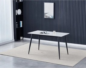 Jedálenský stôl 130x70 cm HT-403M WT mramor, biely / čierny