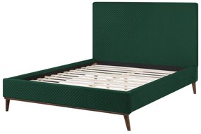 Zamatová posteľ 140 x 200 cm tmavozelená BAYONNE Beliani