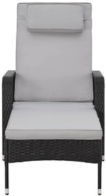 Polohovateľné ratanové lehátko BestBerg BBRF-1142BL / čierna/sivá
