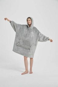 Deka s rukávmi HOODIE sivá