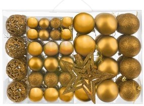 Zlatý set vianočných guličiek - 100 kusov + Hviezda 75623
