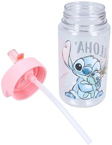 Dievčenská plastová fľaša na pitie Lilo &amp; Stitch so slamkou - 450 ml