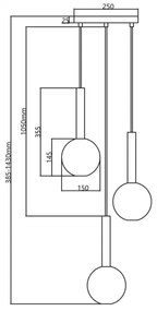 Luster na lanku NIKO 3xG9/9W/230V čierna