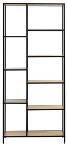 Čierna/v prírodnej farbe knižnica v dekore duba 80x180x35 cm Altino – Unique Furniture