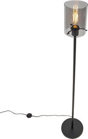 Dizajnová stojaca lampa čierna s dymovým sklom - Dome