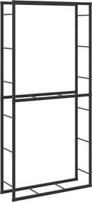 vidaXL Regál na krbové drevo, čierny 100x30x209 cm, oceľ