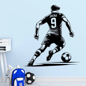 Veselá Stena Samolepka na stenu na stenu Futbalista s menom Farba: černá