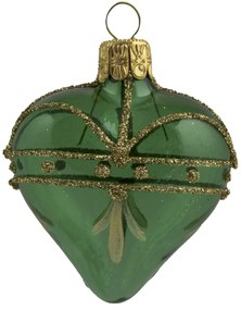 Bella Rose Sklenená vianočná ozdoba Srdce Zelená Lesk