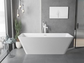 Mexen Tava, voľne stojaca ryhovaná vaňa 170 x 75 cm, biela lesklá, biely prepad, 52851707500-20