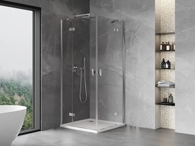 Mexen Mist-H Duo, 2-krídlový výklopný sprchový kút 70 x 70 cm, číre sklo, chrómový profil, 8A5-070L-070P-01-00