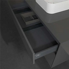 VILLEROY &amp; BOCH Collaro závesná skrinka pod umývadlo na dosku (umývadlo vľavo), 2 zásuvky, 1000 x 500 x 548 mm, Glossy Grey, C09500FP