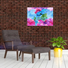 Sklenený obraz - Farebné vlny (70x50 cm)