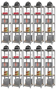 Fistar !!! Akčný balíček: 10x regál 1800x400x400 mm kovový zinkovaný 5-policový, nosnosť 875 kg