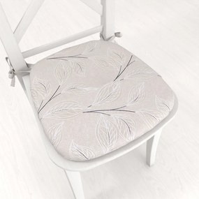 Biante Oblý podsedák Leona LN-164 Popínavé lístky na režnom - 39x37x3 cm