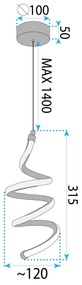 Toolight Toolight, LED závesné stropné svietidlo, 12W, 3000K, LHJ096-1CP, ružové zlato, OSW-50041