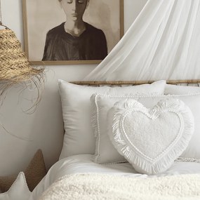 Vankúš srdca Boho biela 44cm