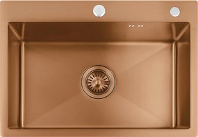 Rea Liam, oceľový kuchynský drez 580x450x185 mm, medená matná, ZLE-06050