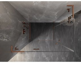 Mexen Lunar, L Duo sklápací sprchový kút 110 x 70 cm, 8mm číre sklo, profil medená matná, 834L-110L-70P-65-00