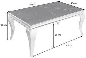 Dizajnový konferenčný stolík Rococo 100 cm čierny / strieborný