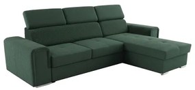Univerzálna rohová rozkladacia sedacia súprava do L s úložným priestorom SALVADA zelená