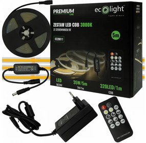 ECOLIGHT COB LED pásik 35W - 24V - 320 - 5M - 3000k - teplá biela + diaľkový ovládač