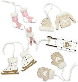 Súprava vianočných závesných dekorácií NORDIC MOMENTS 6 ks ružová