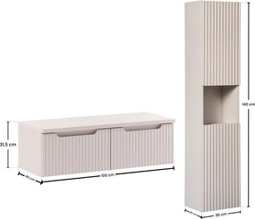 Kúpeľňová zostava Nova Cashmere II so skrinkami a doskou 100 cm kašmírová