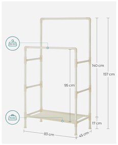 VASAGLE RDR01WT Stojan na šaty a obuv v bielej farbe