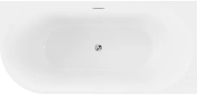 Mexen Mia, voľne stojaca rohová vaňa, pravá, 170 x 80 cm, biela-čierna, chrómový prepad, 52691708075P-01