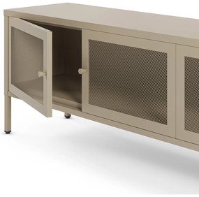 Krémovobiely kovový TV stolík 160x50x35 cm Fayna – Marckeric
