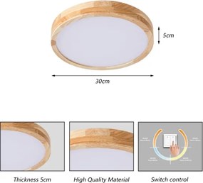 BRILAGI - LED stropné svietidlo WOODLINE LED/24W/230V 3000/4000/6000K, v dekore dub, priemer 30 cm