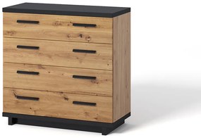 Komoda Indi K4SZ (dub artisan + čierna matná + dub artisan). Akcia -16%. Vlastná spoľahlivá doprava až k Vám domov. 1051742
