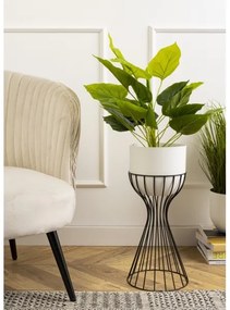 Kovový kvetináč LOFT 46x20 cm čierna/biela