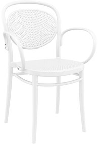 MARCEL XL záhradná stolička s podrúčkami white