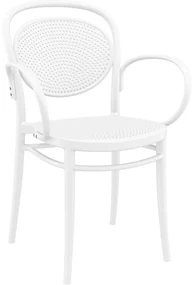 MARCEL XL záhradná stolička s podrúčkami white