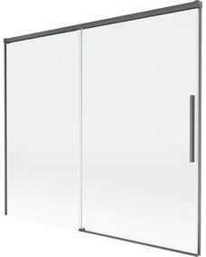 Mexen Rox, 2-krídlová posuvná vaňová zástena 180 x 150 cm, 8mm číre sklo, brúsený grafit profil, 8C9-180-001-66-00