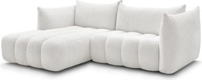 Biela rohová pohovka z textílie buklé (ľavý roh/s leňoškou) Azra – Bobochic Paris