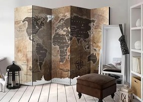 Paraván - Room divider – Map on the wood Veľkosť: 225x172, Verzia: Jednostranný