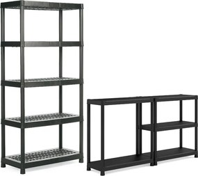 KIS-KETER Tribac 009509BK Regál Plus, 5 políc, šírka 75 cm