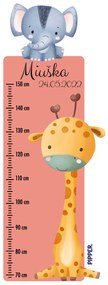 PIPPER. Textilná nálepka na stenu "Detský meter s menom - Safari 2"