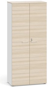 Dvojdverová kancelárska skriňa PRIMO 2023, 800 x 420 x 1781 mm, biela/dub prírodná